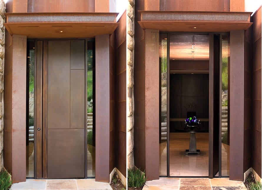 Stuart Silk Architects - bronze clad pivot door entryway